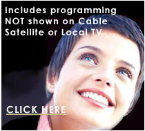 Includes programming NOT shown on Cable, Satellite or Local TV